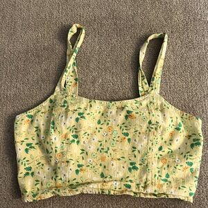 small yellow floral tank from aerie